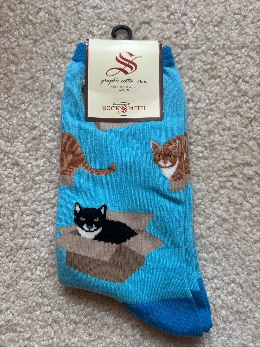 Socksmith Women’s Turquoise Cat Crew Socks
